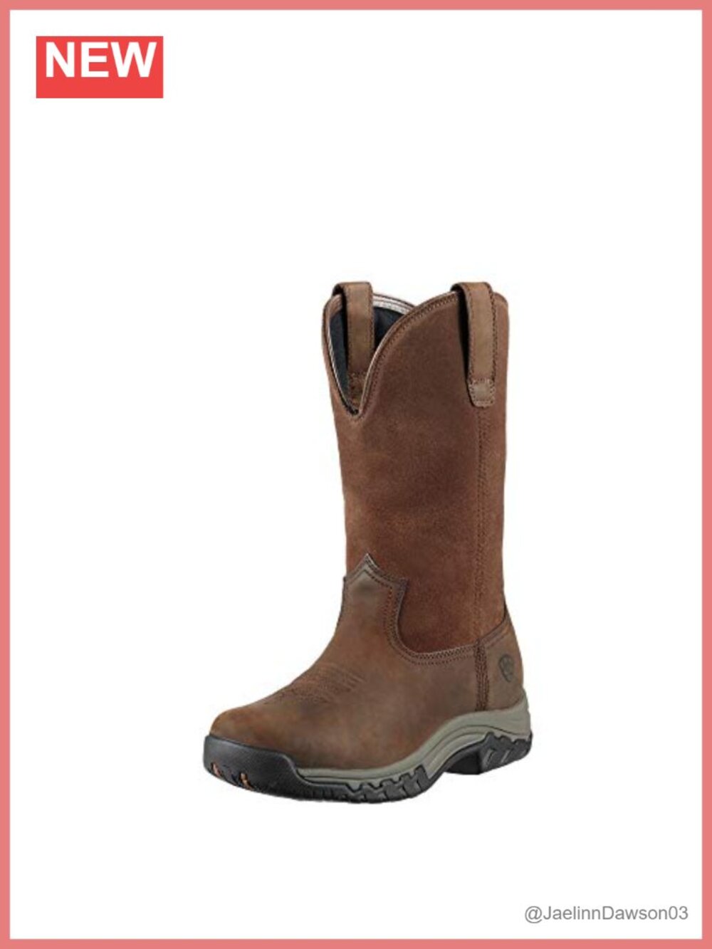 Women's Mid-Calf Leather Waterproof Pull-On Work Boots Equestrian